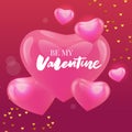 Be my Valentine calligraphic lettering design card template. Creative typography for holiday greetings. Vector illustration.