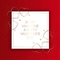 Be my Valentine. Gold heart on red background
