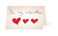 Be my valentine - handwritten paper message