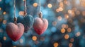 Be My Valentine - Heart-Shaped Background in Blue and Pink with Gold Bokeh Lights and String of Hearts Royalty Free Stock Photo