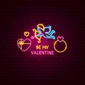 Be my Valentine Neon Label