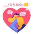 Romantic vector illustration on love story theme.