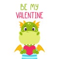 Be my Valentine postcard with dragon