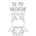 Be my Valentine postcard with dragon