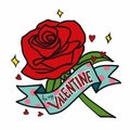 Be my valentine rose cartoon vector illustration