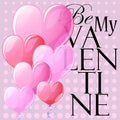 Be My Valentine square postcard with heart air balloon.