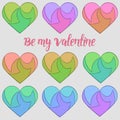 Be my Valentine stickers with multicolored hearts