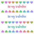 Be my Valentine stickers with multicolored hearts