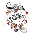 Be My Valentine template for banner or poster. Holiday lettering