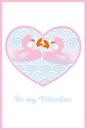Be my Valentine - two cute ducks swimming in the sea of love
