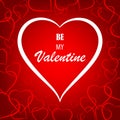 Be My Valentine white text on a dark red background