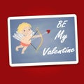 Be My Valentine word with cupid on the black board