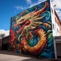 Larger-than-life mural of a mythical creature in Melbourne's laneway