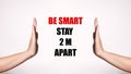 Be Smart, Stay 2m Apart. Contact-less Greetings. Healthcare Poster. Two Hands Gesture Limit Social Distance