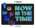 Be Social - Now is the time - social media motivational illustration - Full editable vector Style