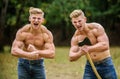 Be strong. Men with sexy muscular torsos look brutally. Achieving success in sport. mesomorph. twins muscular men with