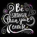 Be stronger then your excuse calligraphy. Vector lettering motivational poster or card design. Hand drawn quote. vector