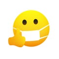 Be Sure You Have It On, Protect Against Infection - Simple Serious Looking Concerned Emoticon Showing Thumbs Up Royalty Free Stock Photo