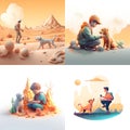 Sunset Companions - A Young Boy and His Loyal Dog