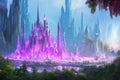 Fantastical Gemstone City: A Pink Crystal Metropolis in a Glowing Forest Wonderland with Generative AI