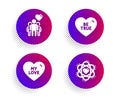 Be true, Friendship and My love icons set. Atom sign. Love sweetheart, Trust friends, Sweet heart. Electron. Vector