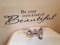 Be your own kind of beautiful sign and bathroom sink