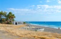 Beach of abandoned five-star hotel formerly Holiday Area Eco Dream Club Sea Resort by Naturland hotel chain in Camyuva, Turkey