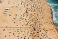 Beach from Above with Many Umbrellas and People