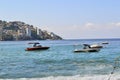 Beach in Acapulco with small boats Royalty Free Stock Photo
