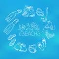 Beach accessories illustration. Royalty Free Stock Photo