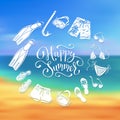 Beach accessories illustration. Royalty Free Stock Photo
