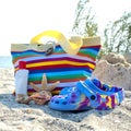 Beach accessories on the sand