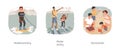 Beach activities isolated cartoon vector illustration set. Royalty Free Stock Photo