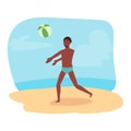 Beach Activity concept. man Enjoying Beachball Game. Joyful man Playing with Beachball