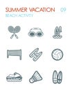 Beach activity icon set. Summer. Vacation