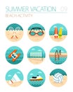 Beach activity icon set. Summer. Vacation