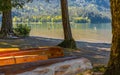 Beach activity, kayaking and boating. Rowing equipment. Colorful canoes at the Cultus Lake BC