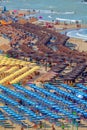 Beach and Adriatic coast with a multitude seamsless of beach umbrellas, deckchairs and vacationers