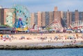 The beach and the amusement park at Coney Island in New York City Royalty Free Stock Photo