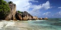 Beach Anse source d'Argent, rocks Royalty Free Stock Photo