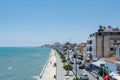 Beach and Athenon street, view from the  Larnaca Larnaka fort of Cyprus Royalty Free Stock Photo