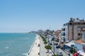 Beach and Athenon street, view from the Larnaca Larnaka fort of Cyprus