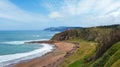 Beach Azkorri or Gorrondatxe in Getxo town, Biscay bay Spain. Summer Atlantic coast landscape