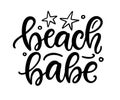 Beach babe hand written lettering template Royalty Free Stock Photo