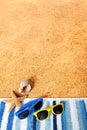 Beach background copy space summer border sunglasses vertical Royalty Free Stock Photo