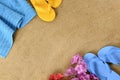 Summer beach background border flip flops copy space Royalty Free Stock Photo