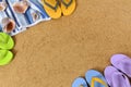 Beach background frame flip flops copy space Royalty Free Stock Photo