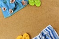 Summer beach background frame flip flops copy space Royalty Free Stock Photo