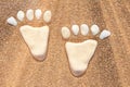 Beach background with pebble feet on the sand Royalty Free Stock Photo