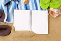 Beach background writing book copy space Royalty Free Stock Photo